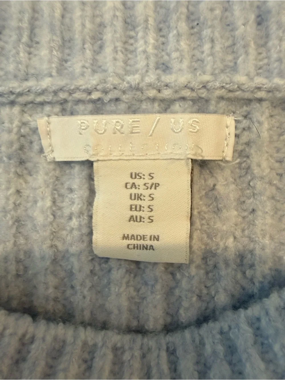 Women’s Cozy Light Blue Ribbed Crewneck Sweater